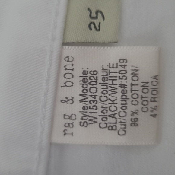 Rag & bone Mid-Rise Skinny Jeans in white with black tuxedo stripe Size 25 - Picture 14 of 14